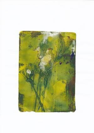 Monotype 1, Gelplattenabdruck mit Acrylfarbe. Aussenmass 21x30cm.