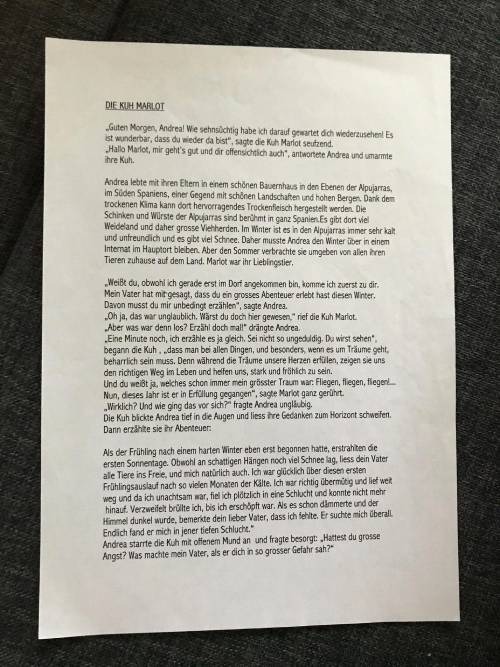 Geschichte, welche Maria Navarro vom Spanischen übersetzt hat.